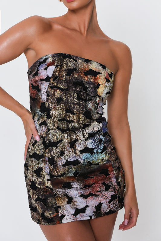 Embroidered Mesh Dress
